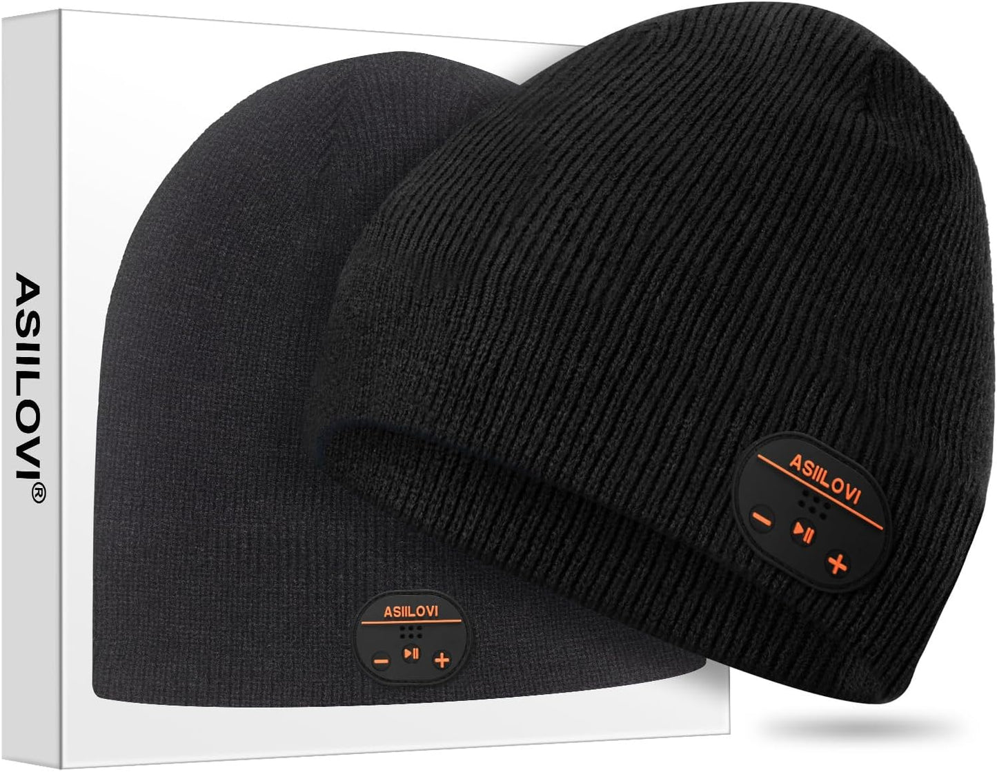 Bluetooth Beanie Hat with Built-in Wireless Headphones – 20 Hours Playtime – Double-Layer Warm Winter Beanie – Unisex Black